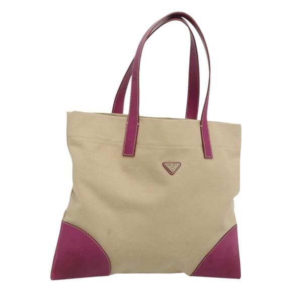 CELINE Tote Bag Canvas Leather Beige Silver Auth 121707 - Picture 1 of 16